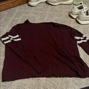 Women's Burgundy Sweater with White Stripes
